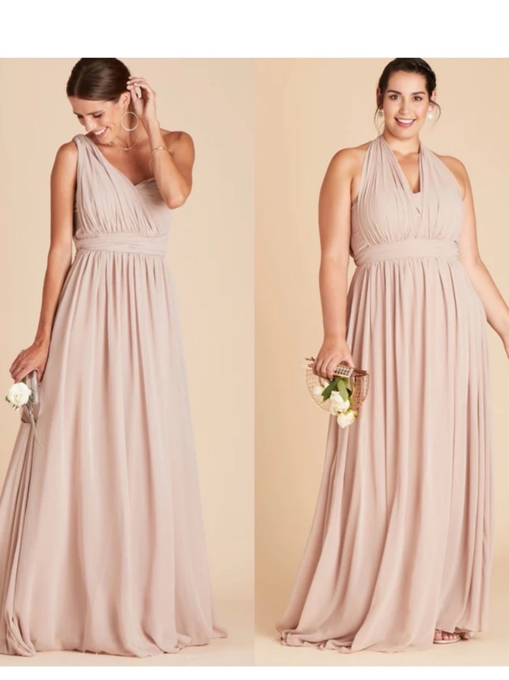 Birdy Grey Grace convertible Maxi Dress in Taupe - Elegant Evening Gown Large - Picture 3 of 16
